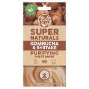 204 X BRAND NEW EARTH KISS SUPER NATURALS KOMBUCHA AND SHITAKE PURIFYING SHEET MASKS P3