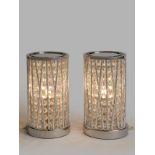 Emilia Crystal Touch Table Lamps, Set of 2. - R10BW. A column of crystal glass beads and polished
