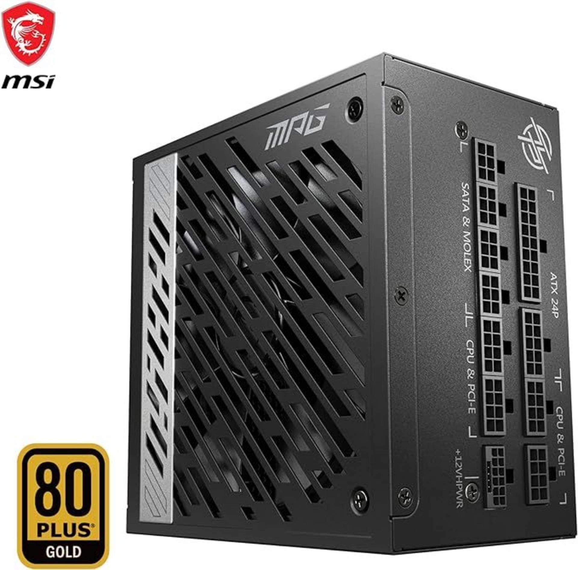 MSI MPG A1000G PCIE5 Power Supply Unit, UK Plug - 1000W, 80 Plus Gold Certified, Fully Modular ATX - Image 2 of 2