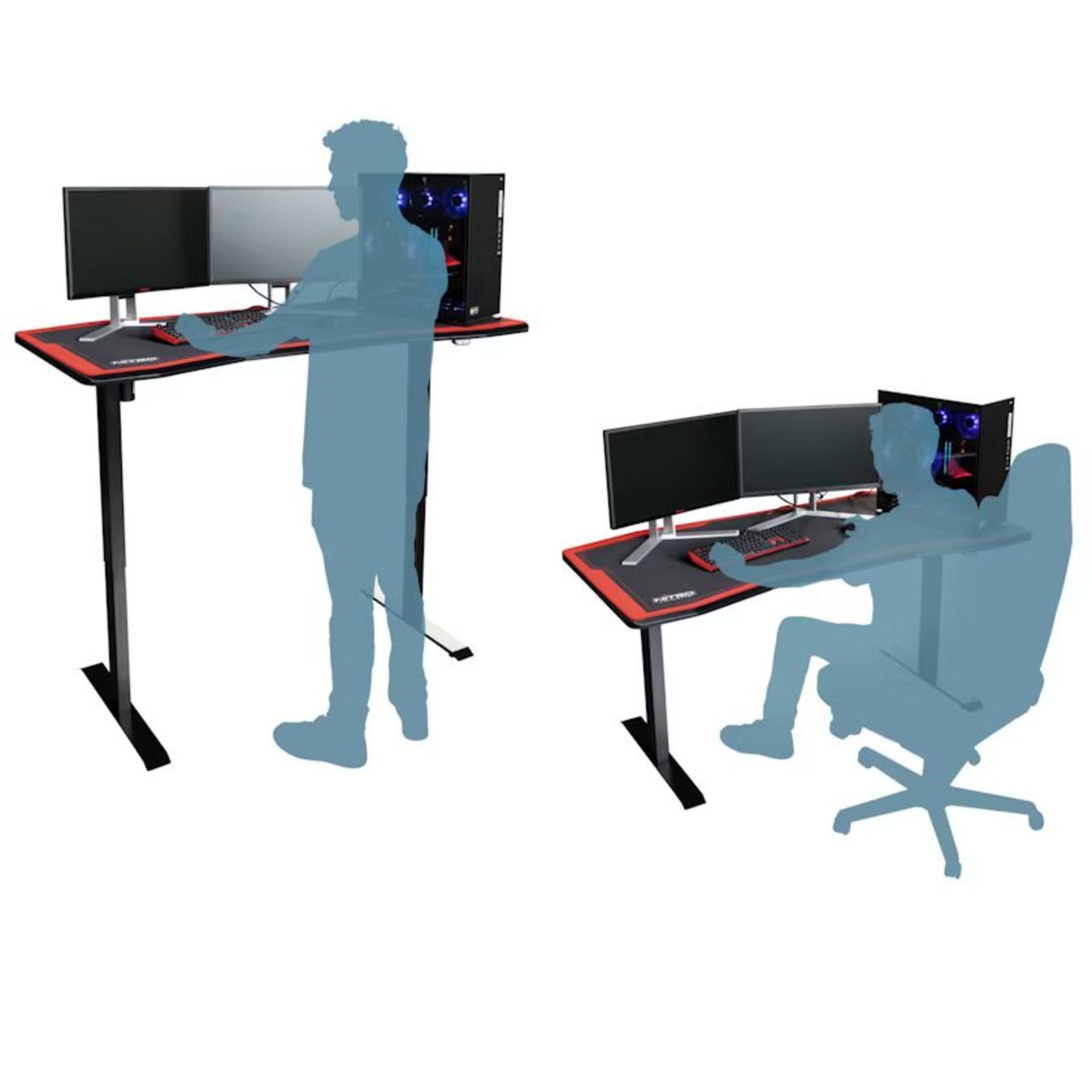 Nitro Concepts Gaming Desk D16E Carbon Red - electrically adjustable height. - P1. RRP £529.99. On a - Bild 2 aus 2