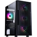 Combrite Terra PC Gaming Case mATX Compact Tower With 4x 120mm ARGB Fans Tempered Glass Side