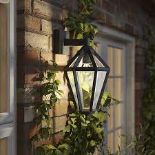 GoodHome Radley Fixed Matt Black Mains-powered Outdoor Down Wall light Retro - ER51.