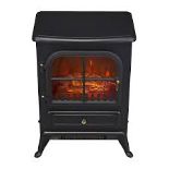 Electric Stove BLack Stone Log Effect Freestanding Fireplace- ER48