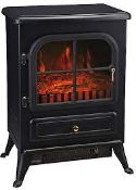 Akershus Black Cast Iron Effect Electric Stove. - ER48.This electric fire features a which instantly