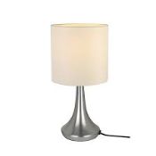 GoodHome Painswick Satin White Nickel Effect Cylinder Table Lamp. - ER48 *colour may vary*