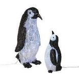 Christmas Penguin And Baby Penguin Decoration LED Ice White Indoor Outdoor - ER51.