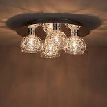 Colours Carmenta Brushed Glass & metal Chrome effect 4 Lamp LED Ceiling light. This 4 lamp ceiling