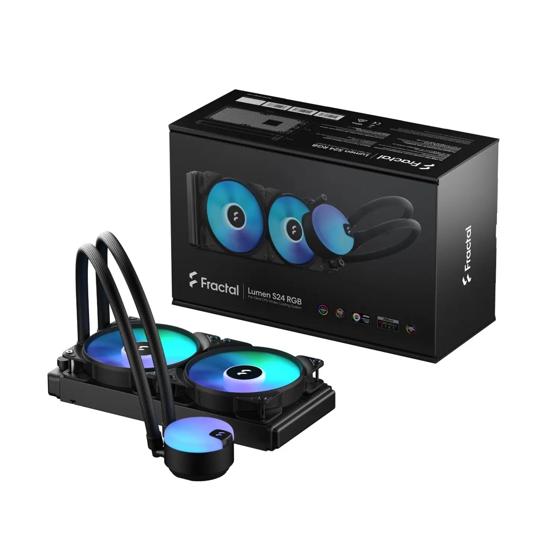 BRAND NEW FACTORY SEALED FRACTAL S24 RGB Aspect 12 RGB x2 AIO CPU Liquid Cooler. RRP £124.99.