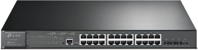 TP LINK JetStream 24-Port Gigabit and 4-Port 10GE SFP+ L2+ Managed Switch with 24-Port PoE+. RRP £