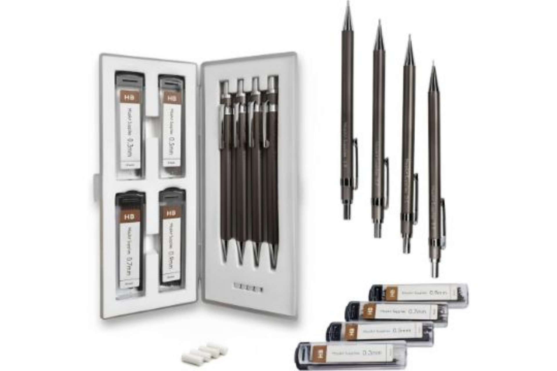 10 X BRAND NEW MOZART PREMIUM SCETCHING PENCIL SETS INCLUDING 4 PENCILS, REPLACEMENT ERASERS AND