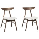 Set of 2 Wooden Dining Chairs Dark Wood and White LYNN RRP £250 - ER25