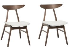 Set of 2 Wooden Dining Chairs Dark Wood and White LYNN RRP £250 - ER25