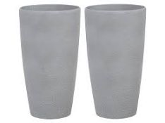Set of 2 Plant Pots Stone 31 x 31 x 58 cm Grey ABDERA RRP £300 - ER26