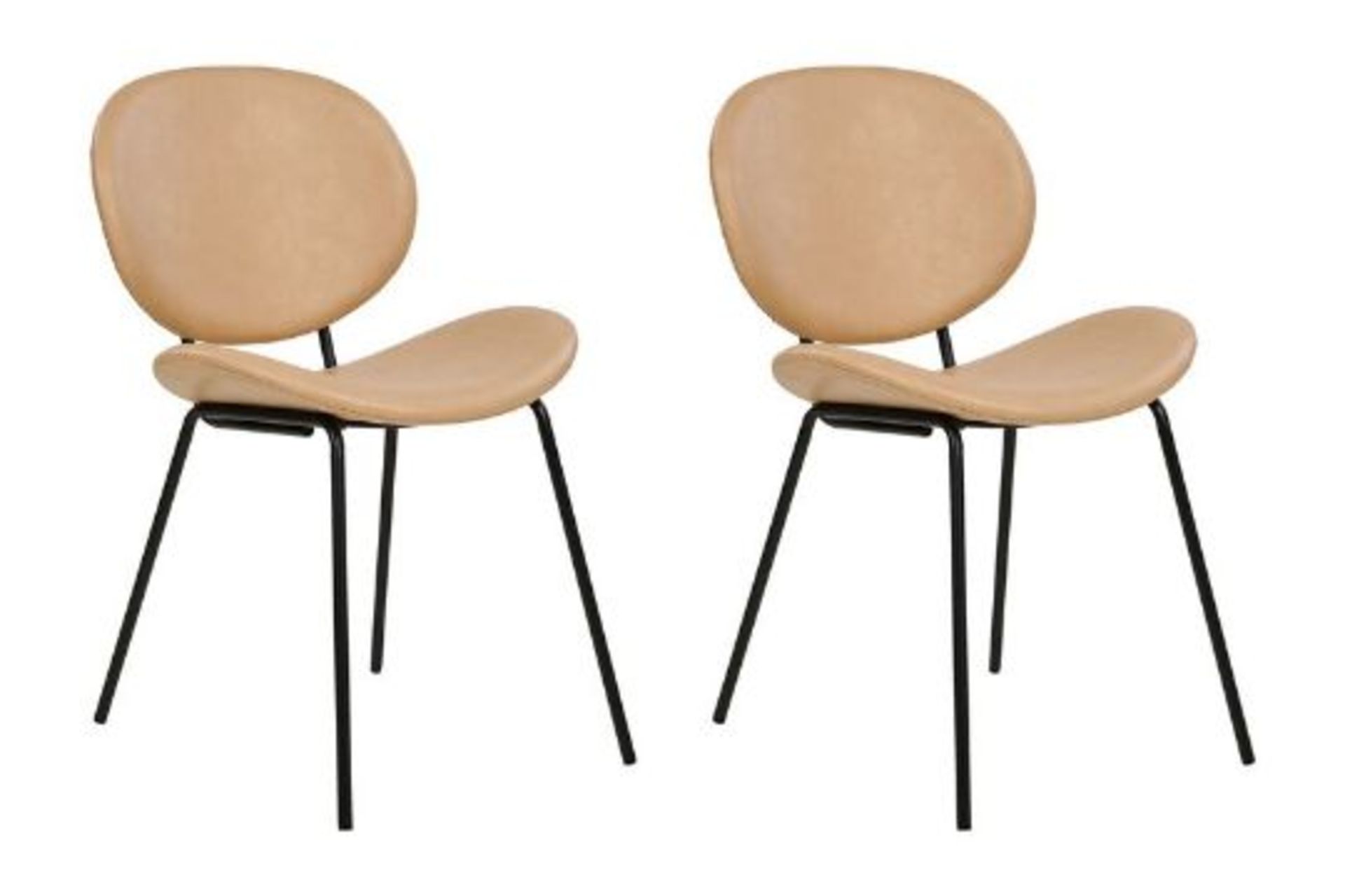 Luana Set of 2 Faux Leather Dining Chairs Sand Beige. - ER23. RRP £299.99