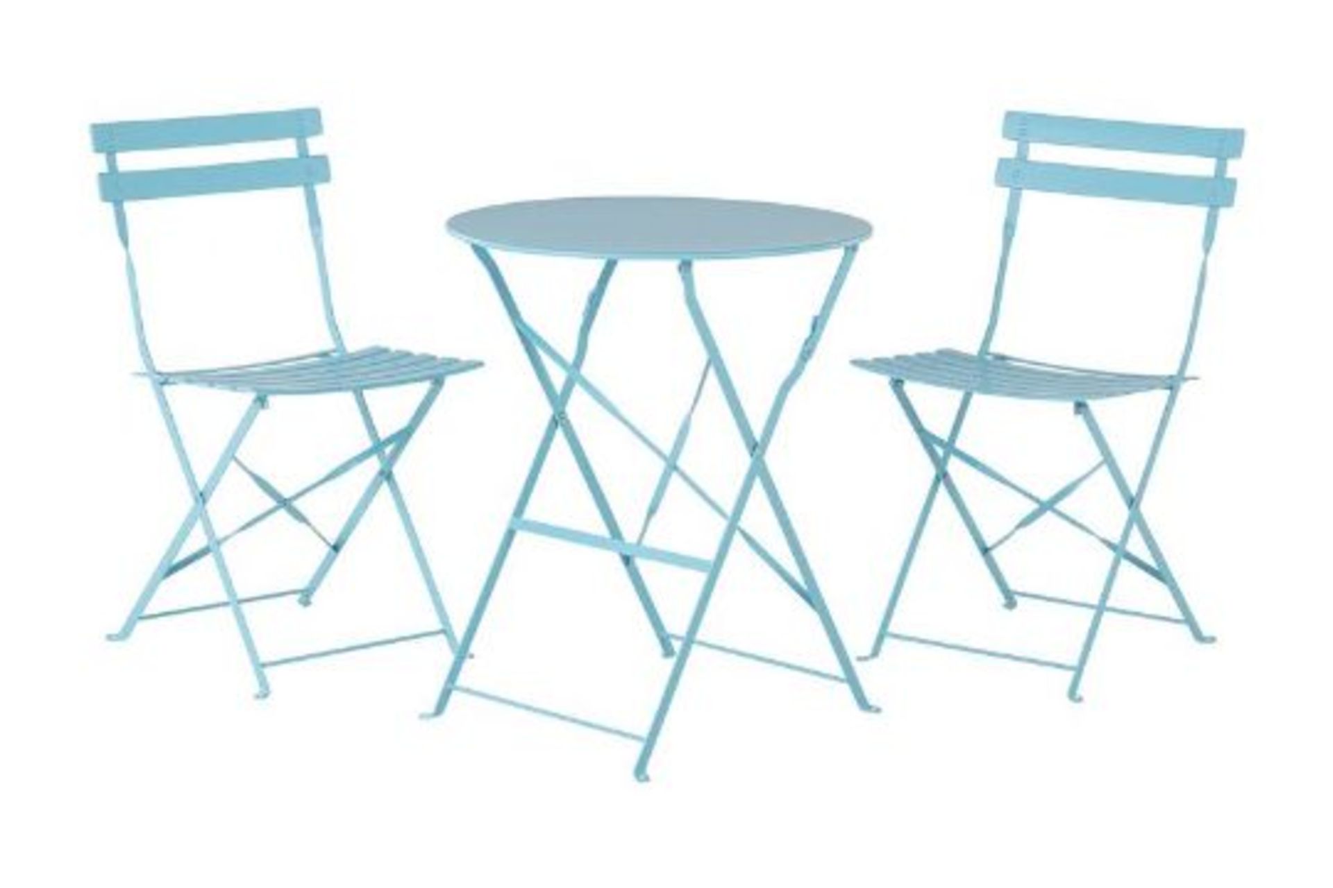 Fiori Steel Garden Bistro Set Blue. - ER23. RRP £219.99.