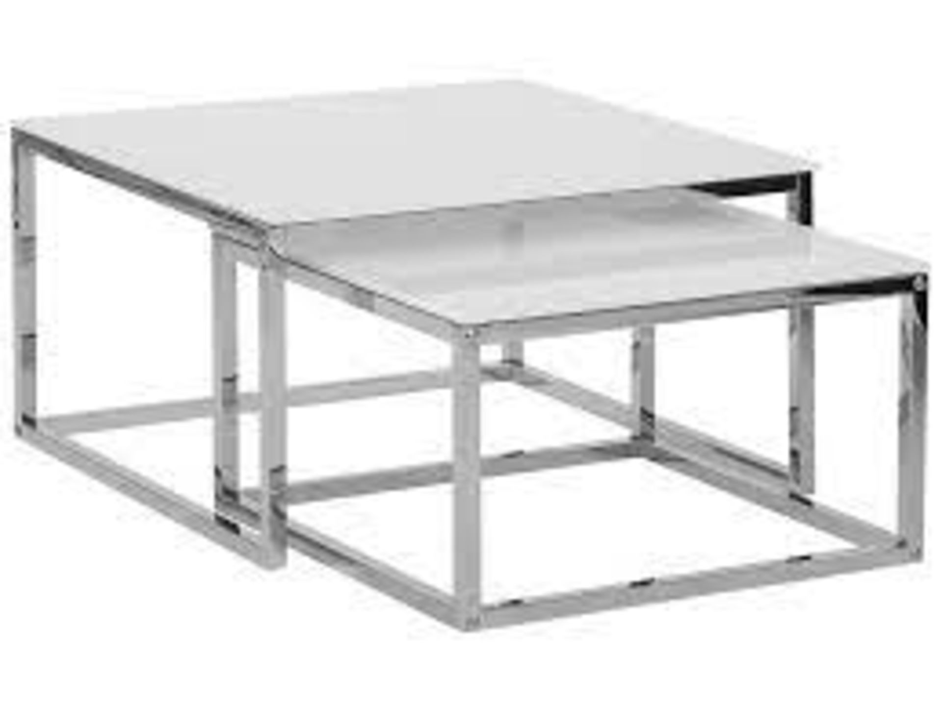 Nest of 2 Tables White with Silver BREA RRP £300 - ER26