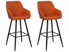 Set of 2 Fabric Bar Chairs Light Orange DARIEN RRP £250 - ER25
