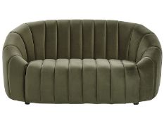 2 Seater Velvet Sofa Dark Green MALUNG RRP £990 - ER23 (SOFA RACK)