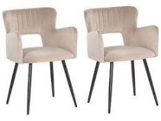 Set of 2 Velvet Dining Chairs Taupe SANILAC RRP £250 - ER25