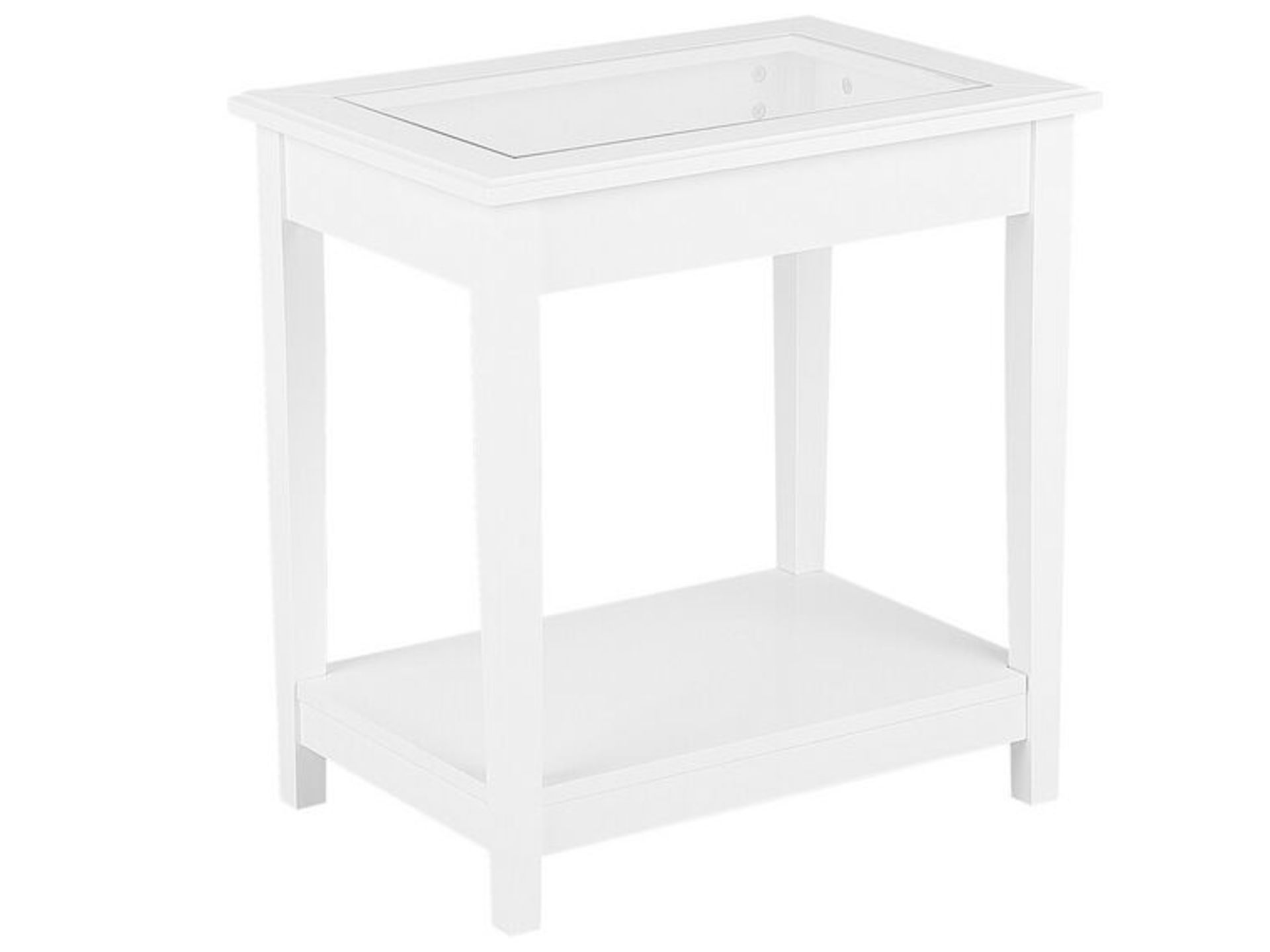 End Table with Glass Top White ATTU RRP £150 - ER25