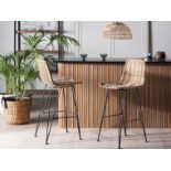 Rattan Bar Stool Natural CASSITA - RRP £150 - ER25 *design may vary*