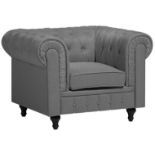 Fabric Armchair Grey CHESTERFIELD Big RRP £900 - ER25