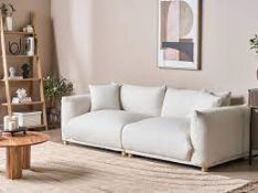 3 Seater Fabric Sofa Off-White LUVOS RRP £1999.99 - ER26
