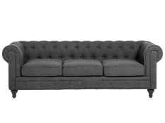 3 Seater Fabric Sofa Grey CHESTERFIELD RRP £1200 - ER23 (SOFA RACK)