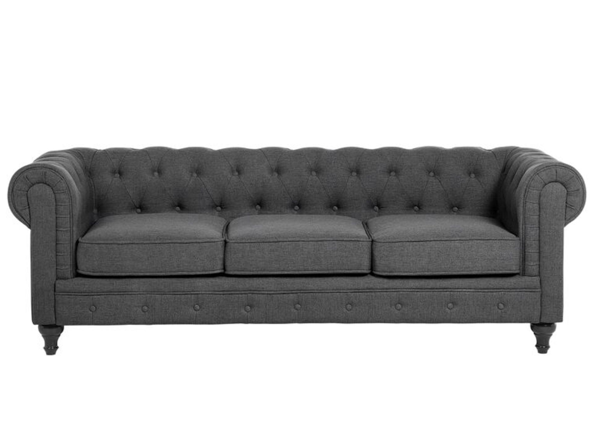 3 Seater Fabric Sofa Grey CHESTERFIELD RRP £1200 - ER23 (SOFA RACK)