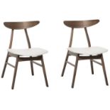 Set of 2 Wooden Dining Chairs Dark Wood and White LYNN RRP £250 - ER26