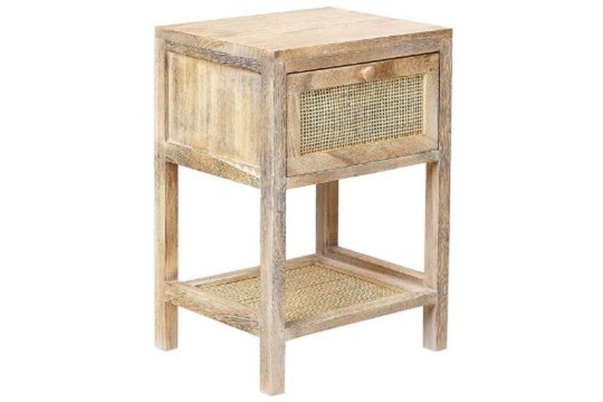 Esto Rattan 1 Drawer Bedside Table Light Wood. - ER23. RRP £119.99