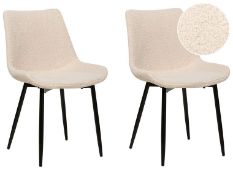 Set of 2 Boucle Dining Chairs Beige AVILLA RRP £250 - ER25
