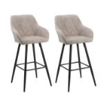 Set of 2 Fabric Bar Chairs Beige DARIEN RRP £300 - ER25