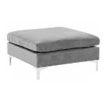 Evja Velvet Ottoman Grey. - ER23. RRP £199.99.