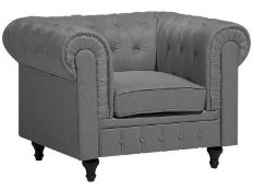 Fabric Armchair LIght Grey CHESTERFIELD Big RRP £900 - ER25