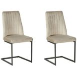 Set of 2 Velvet Dining Chairs Taupe LAVONIA RRP £250 - ER26