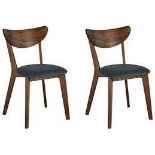 Set of 2 Dining Chairs Dark Wood with Grey ERIE RRP £300 - ER26