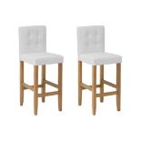 Madison Set of 2 Bar Chairs Faux Leather Off-White. - ER23. RRP £319.99