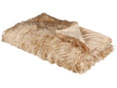 Faux Fur Bedspread 150 x 200 cm Light Brown DELICE RRP £200 - ER25