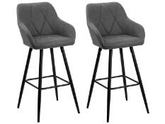 Set of 2 Fabric Bar Chairs Grey DARIEN RRP £200 - ER25