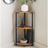 3x NEW & BOED 3 TIER CORNEER SHELF - OAK. (SDR-LR33DB)