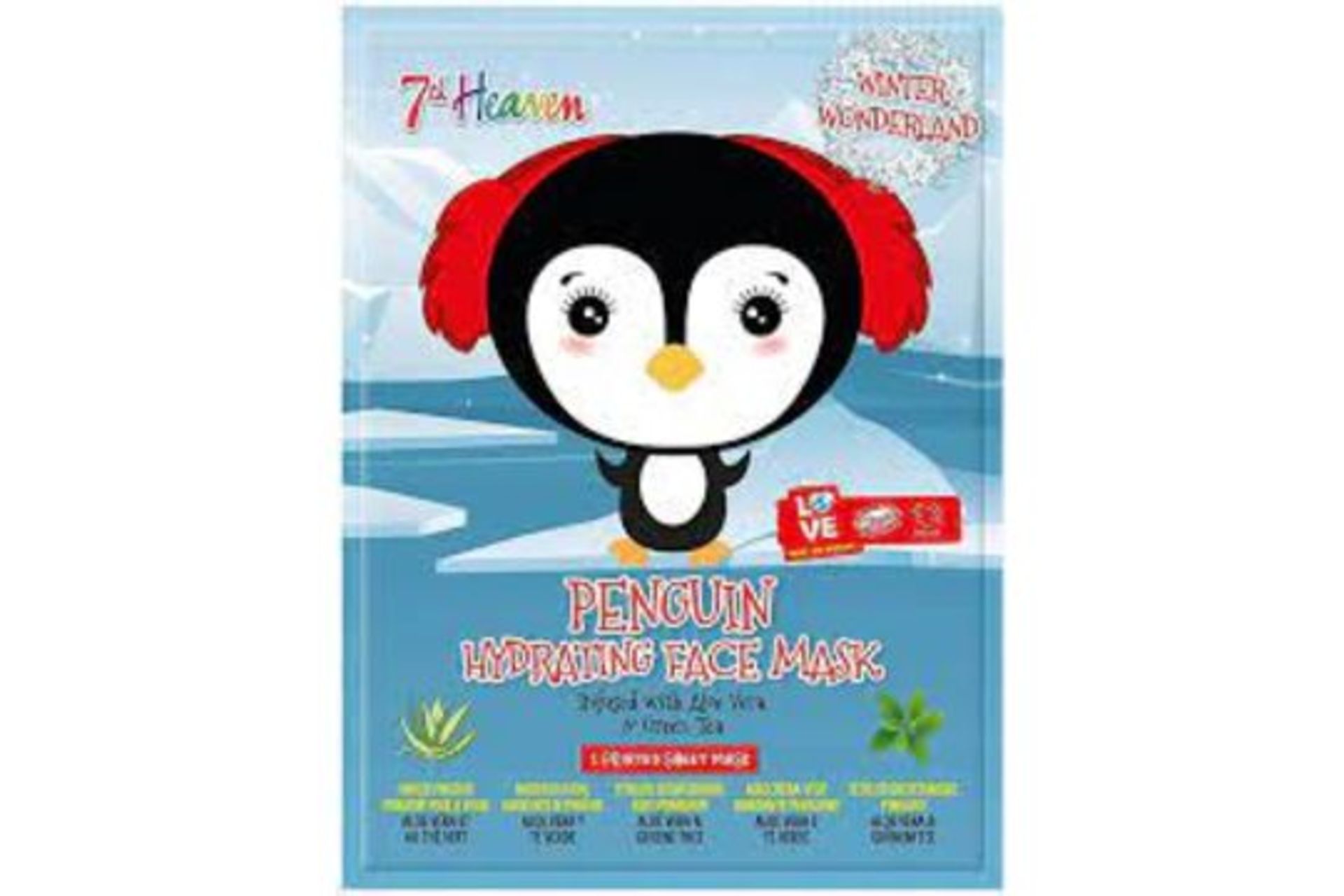 264 x BRAND NEW 7TH HEAVEN WINTER WONDERLAND PENGUIN HYDRATING FACE MASKS INFUSED WITH ALOE VERA AND