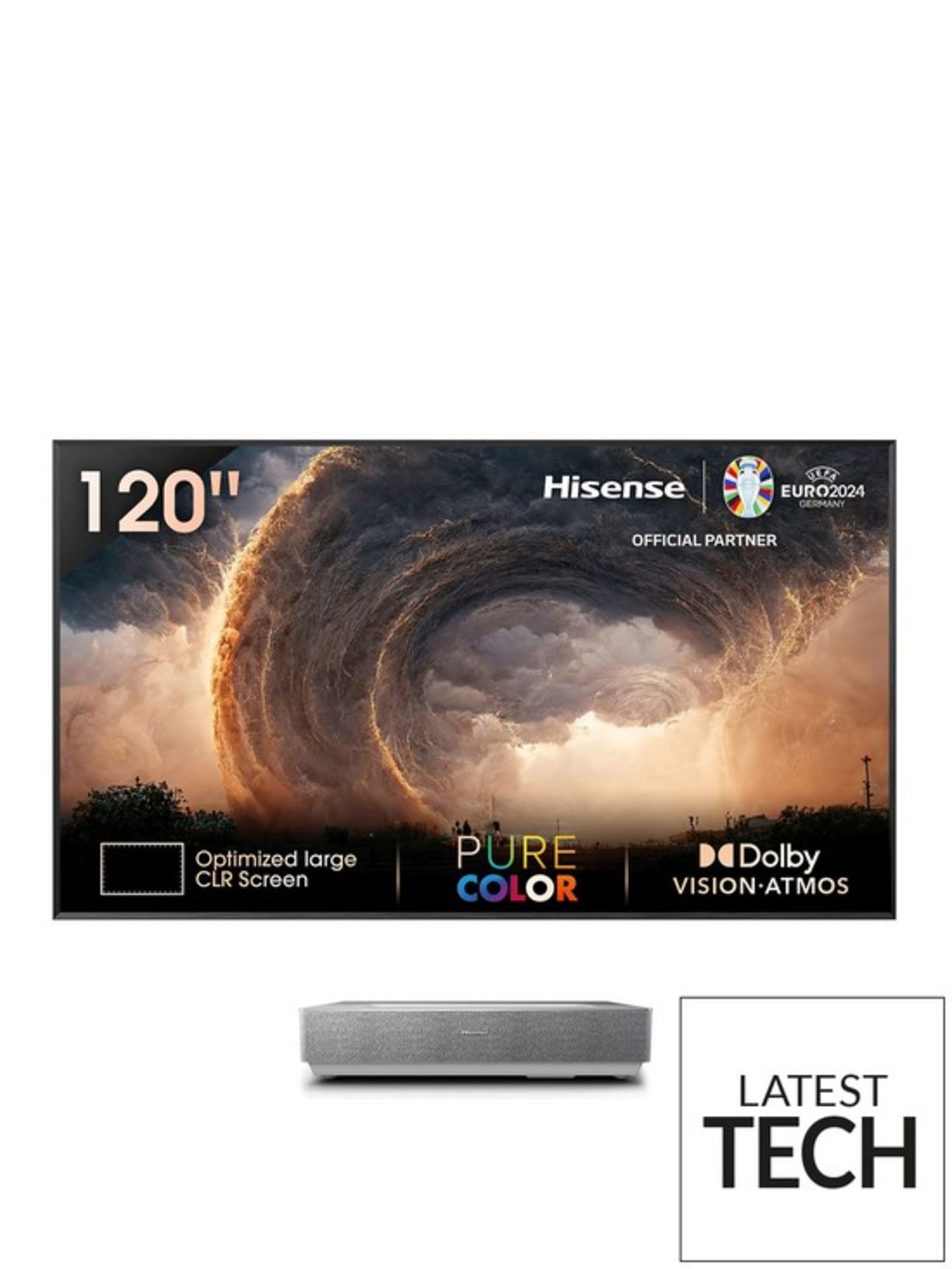 NEW & BOXED HISENSE 120L5FTUK 120 Inch Ultra Short Throw 4K Laser Cinema Projector & Screen Set. RRP