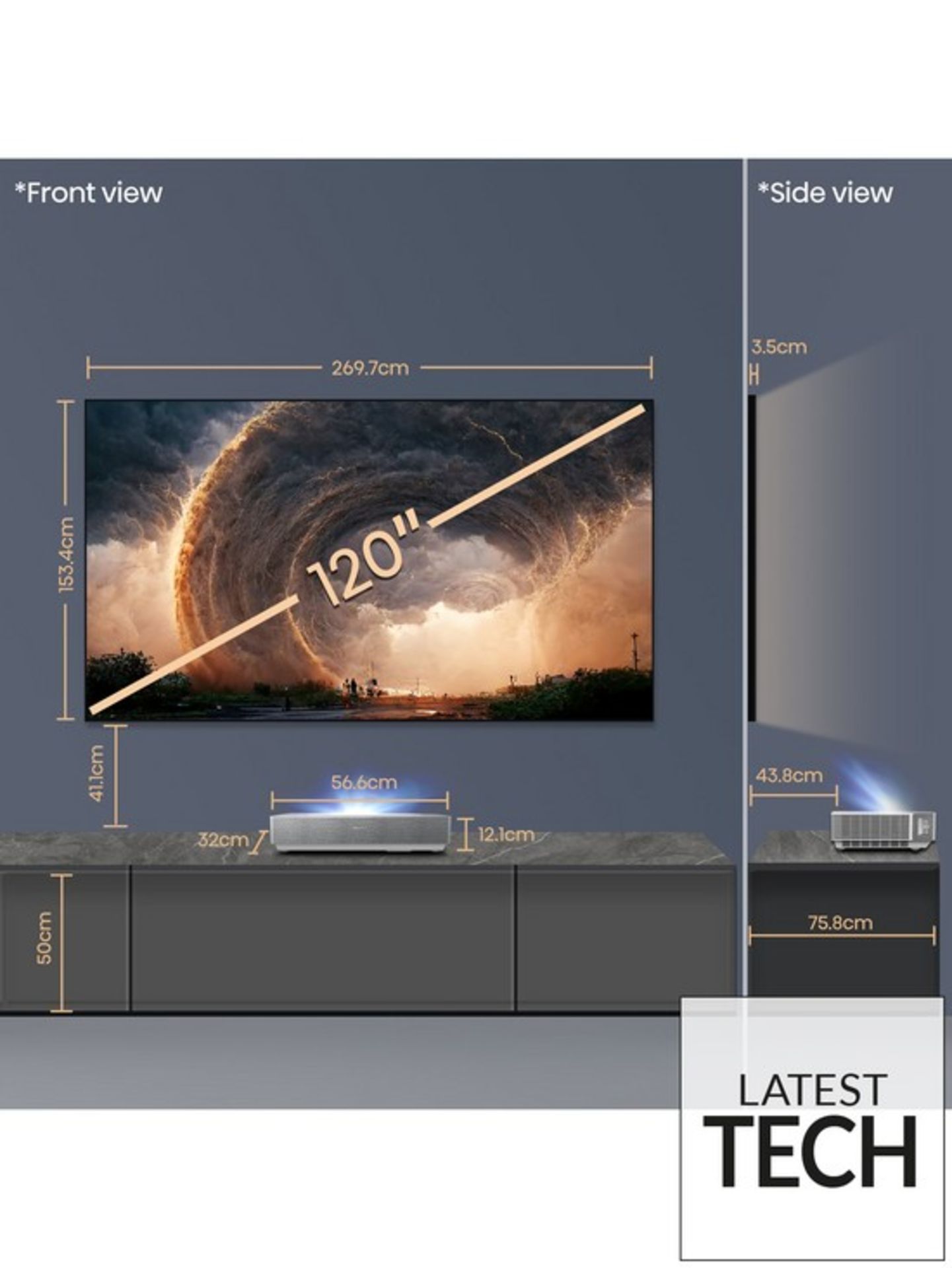 NEW & BOXED HISENSE 120L5FTUK 120 Inch Ultra Short Throw 4K Laser Cinema Projector & Screen Set. RRP - Image 5 of 6