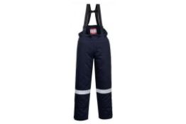 PORTWEST FR58NARS - FR58NAR - FIRE RESISTANT AND ANTI-STATIC NAVY BLUE WINTER BIB AND BRACE. - (