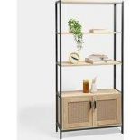 Rattan Bookcase Shelving Display Storage Bookshelf Wood Effect (ER50) Lena Rattan Book ShelfCreate a