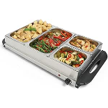 VonShef Food Warmer 4 Tray 7.2L Buffet Server/Plate Warmer 300W (ER51) VonShef Food Warmer 4 Tray