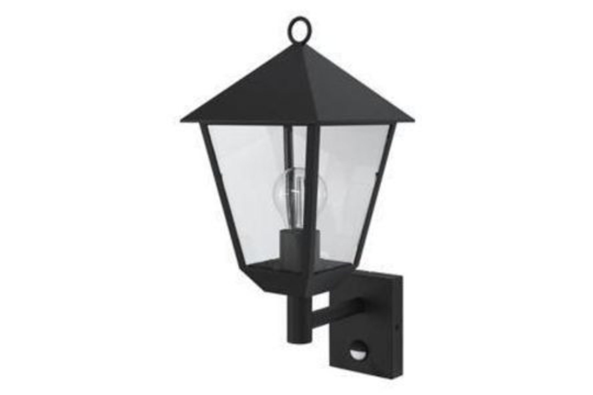 GoodHome Docker Fixed Matt Black Pir Motion Sensor Outdoor Lantern Wall Light 25W - ER40.2