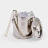 VonShef 2L Ice Bucket - Silver Hammered Stainless Steel Ice Bucket With Tongs (ER51) Product