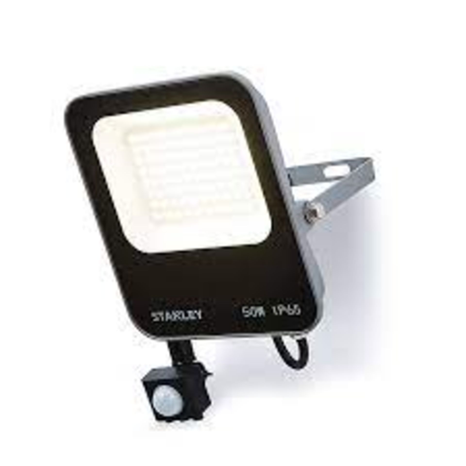 Stanley IK10 Black Mains-powered Cool daylight LED PIR Slimline floodlight 6600lm - ER40.2